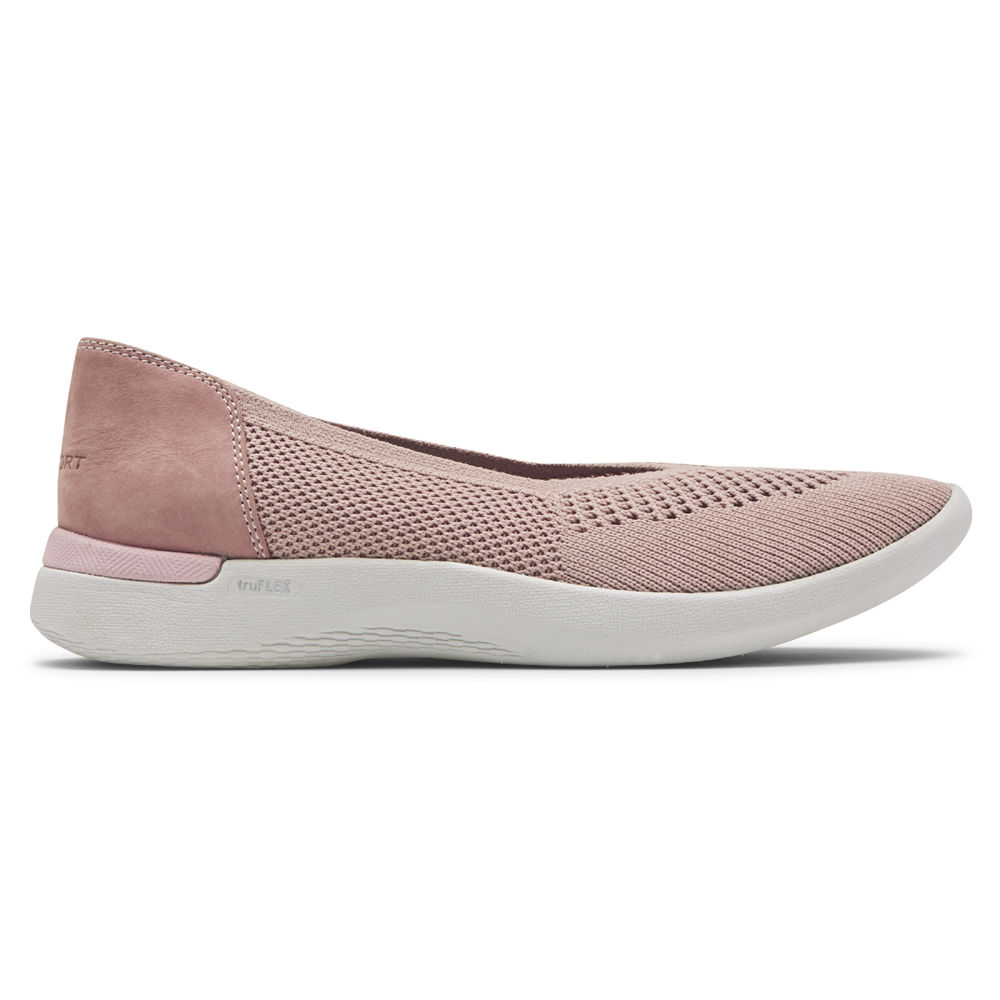 Zapatos Bajos Rockport Mujer Mexico - Truflex Fly Knit Ballet Rosas - PZFRE8291